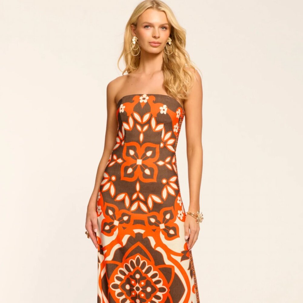 NWT Ramy Brook Naila Printed Strapless Maxi Dress 2